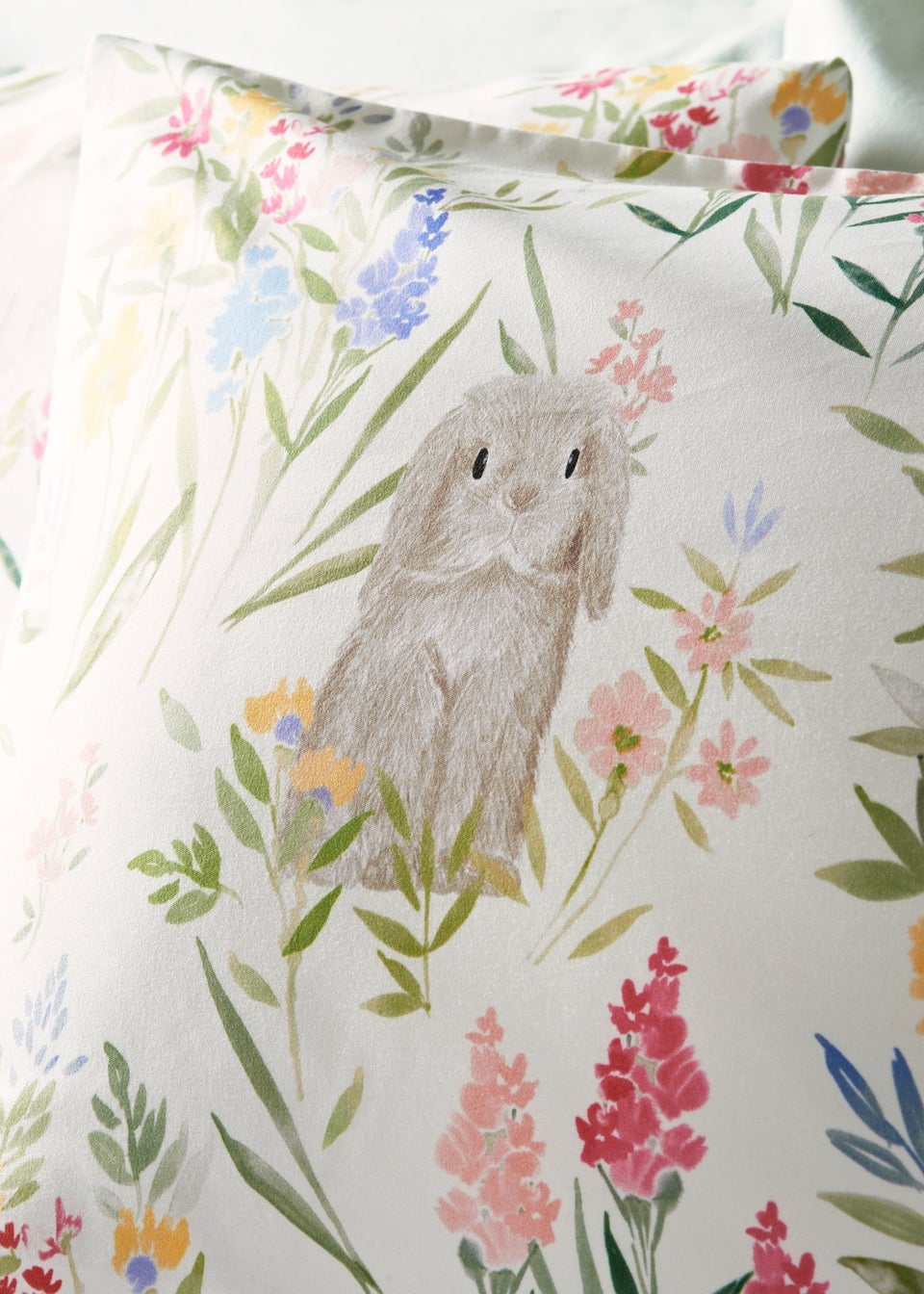 White Floral Rabbit Duvet Set
