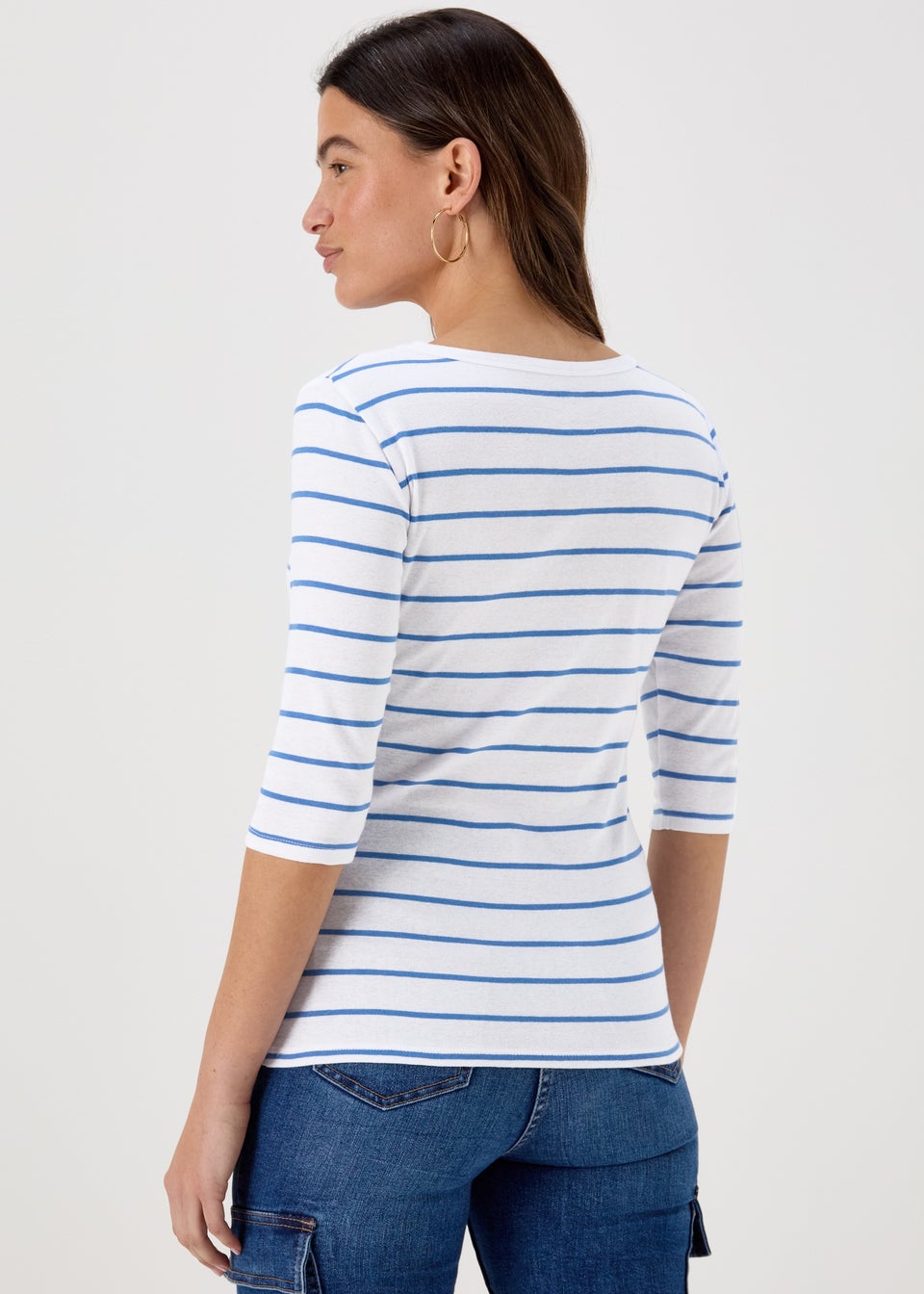 Blue Stripe 3/4 Sleeve T-Shirt