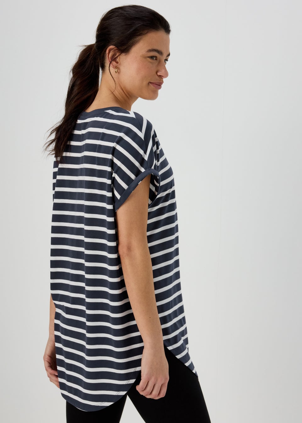 Navy Longline Stripe T Shirt