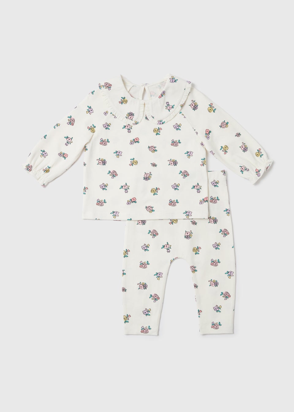 Baby Ecru Floral Print Long Sleeve Top & Leggings Set (Newborn-23mths)