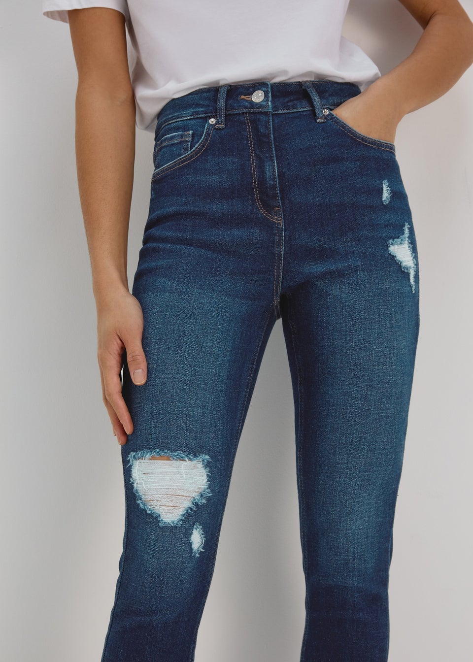 Dark Wash Ripped Skinny Jeans