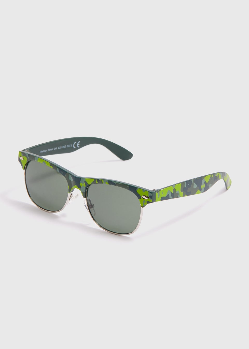 Boys Green Camo Print Sunglasses