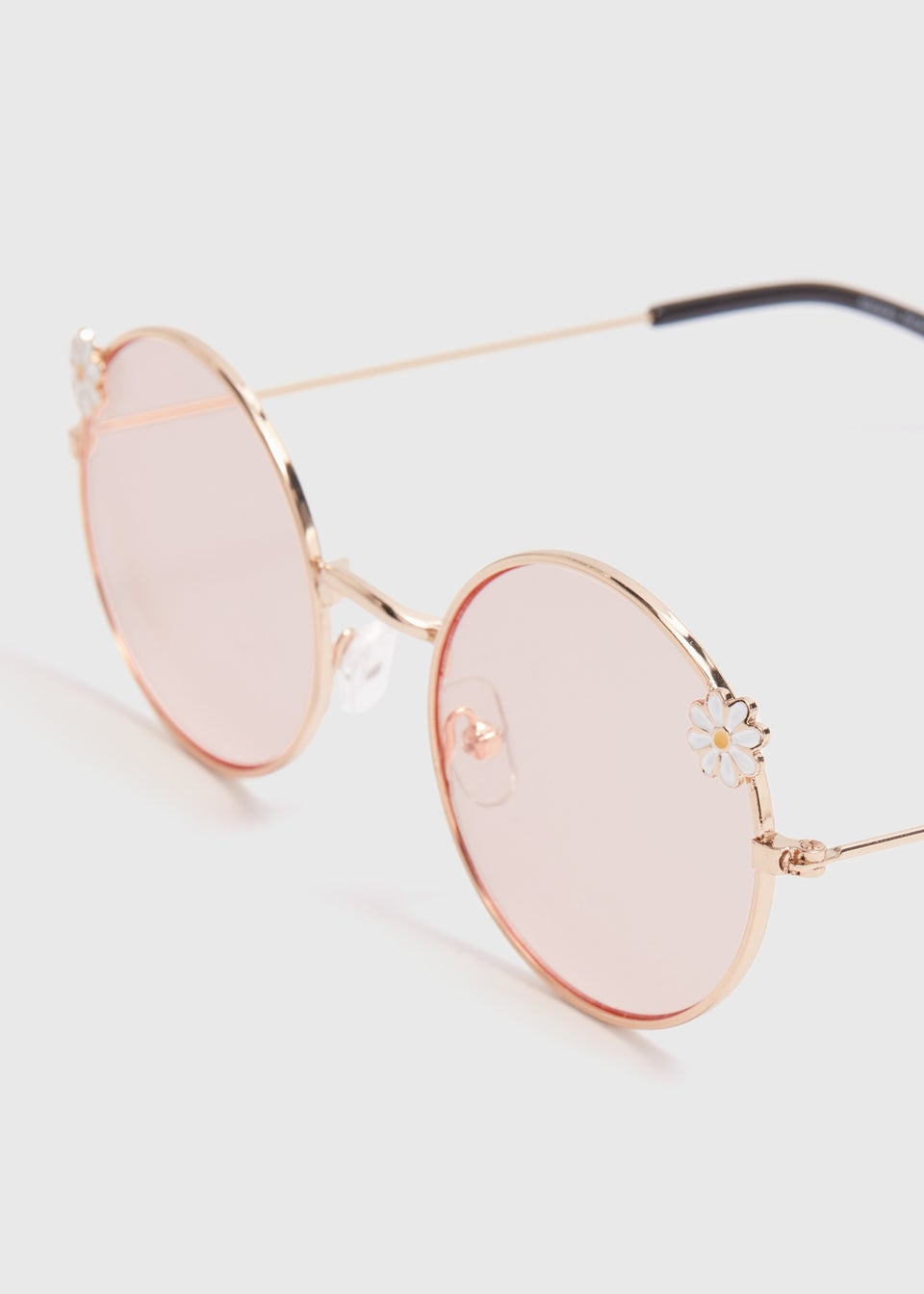 Girls Pink Daisy Round Metal Sunglasses (3+yrs)