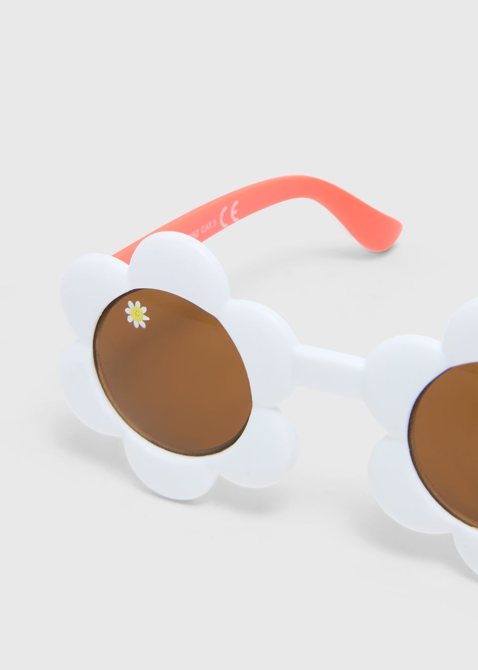 Girls White Flower Round Lens Sunglasses