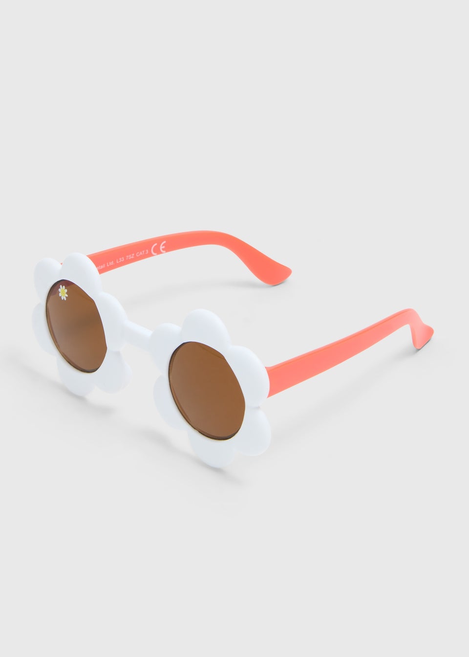 Girls White Flower Round Lens Sunglasses
