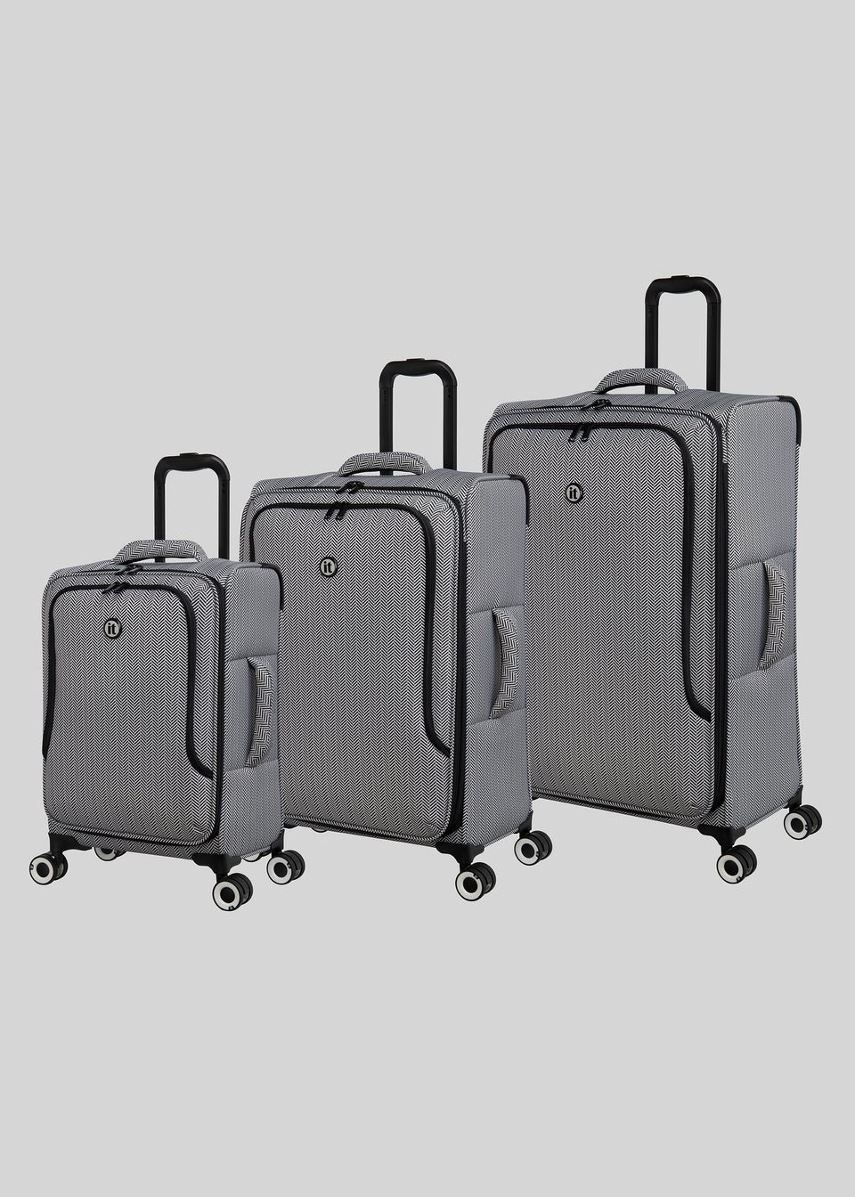 IT Luggage Black & White Trulite Herringbone Suitcase