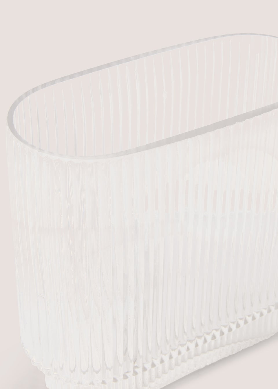 Rectangle Ribbed Glass Vase (21cm x 20cm x 9cm)