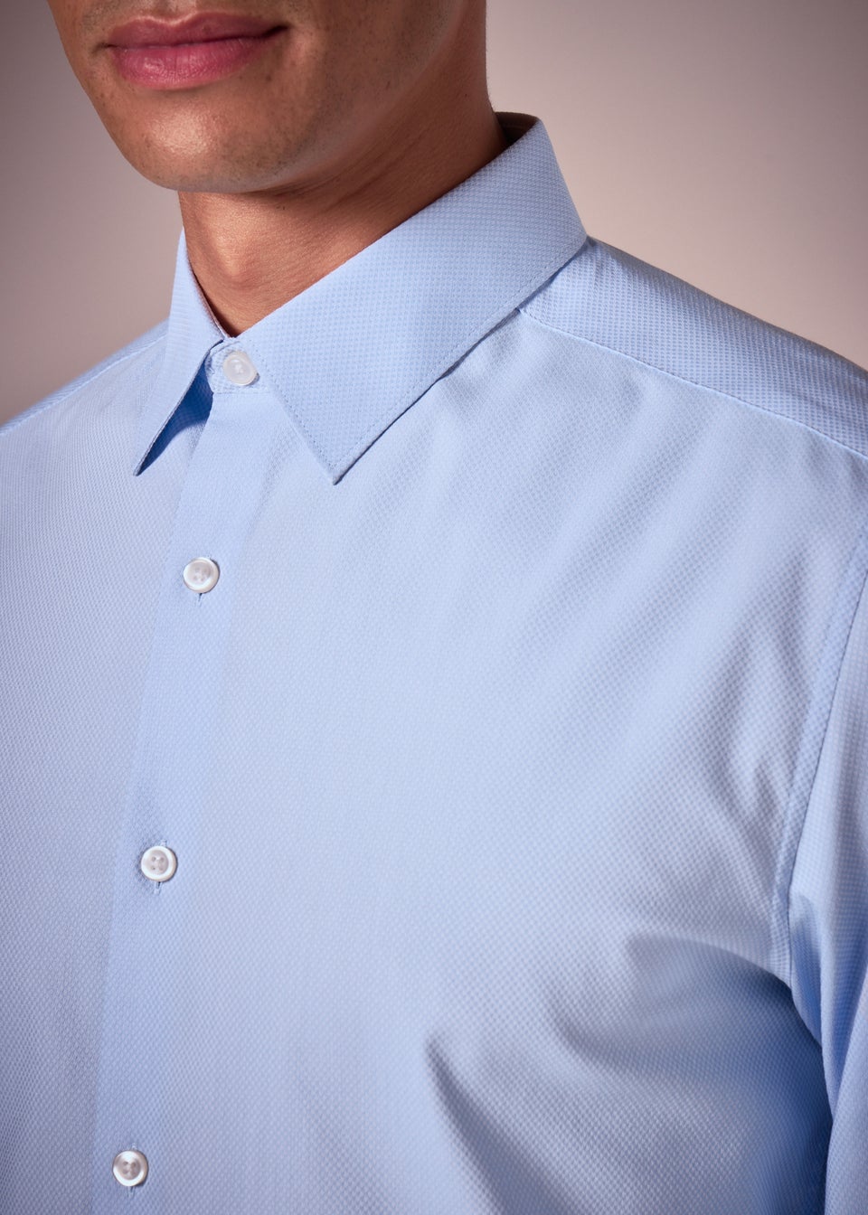 Taylor & Wright Blue Textured Regular Fit Shirt