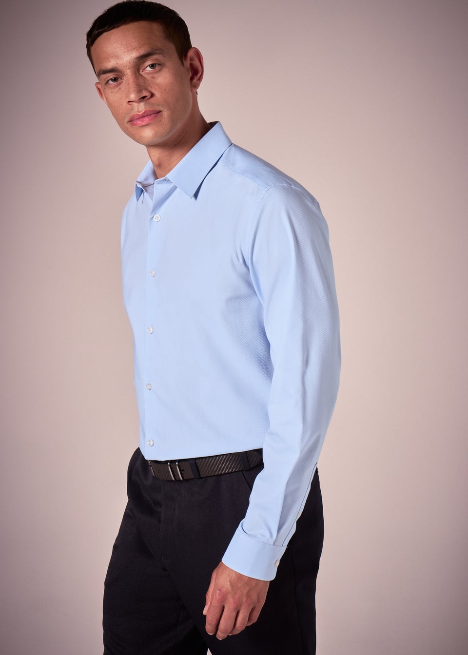 Taylor & Wright Blue Textured Regular Fit Shirt