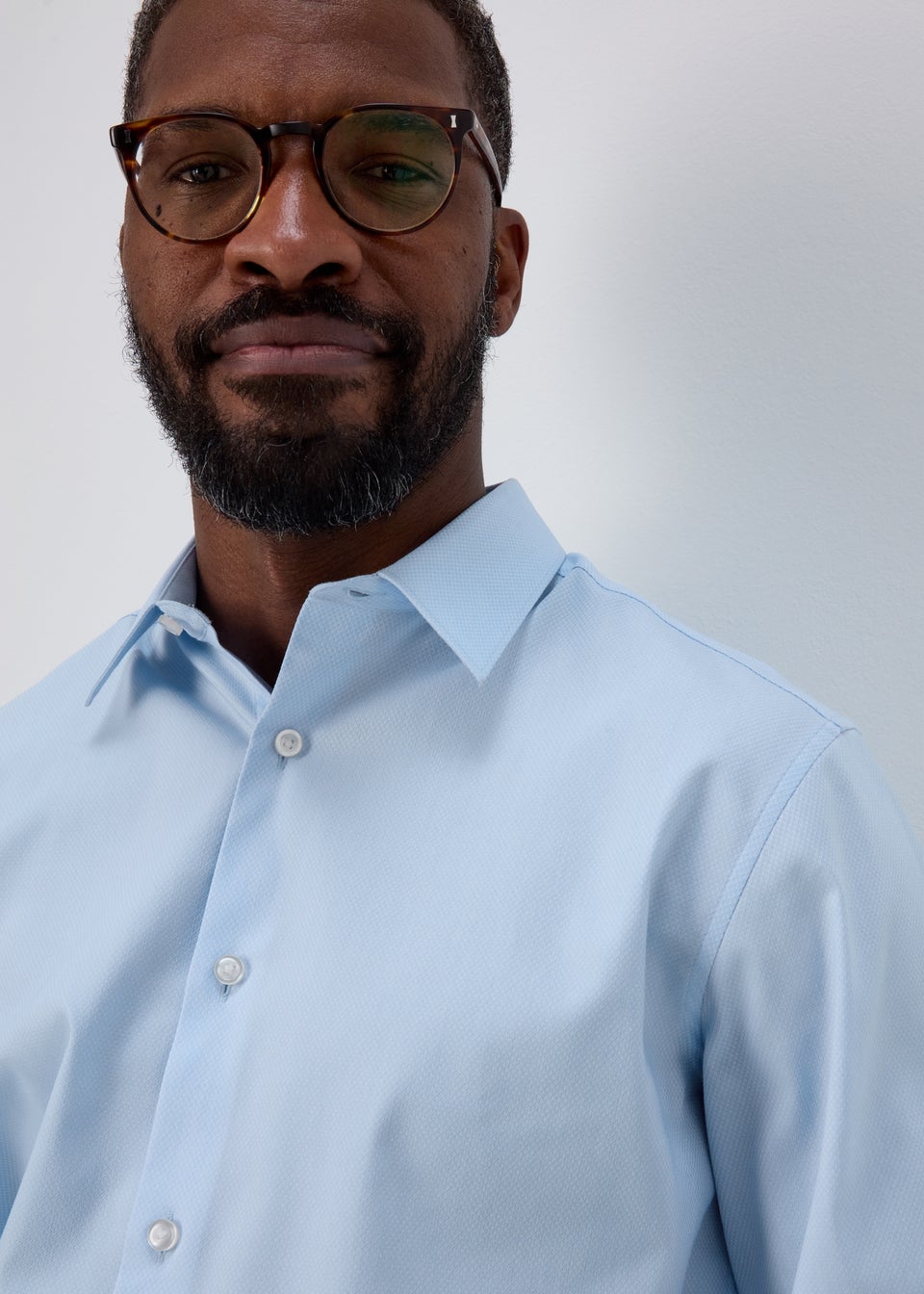 Taylor & Wright Blue Textured Regular Fit Shirt