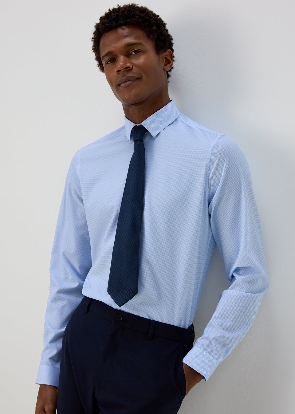 Taylor & Wright Blue Slim Fit Textured Shirt