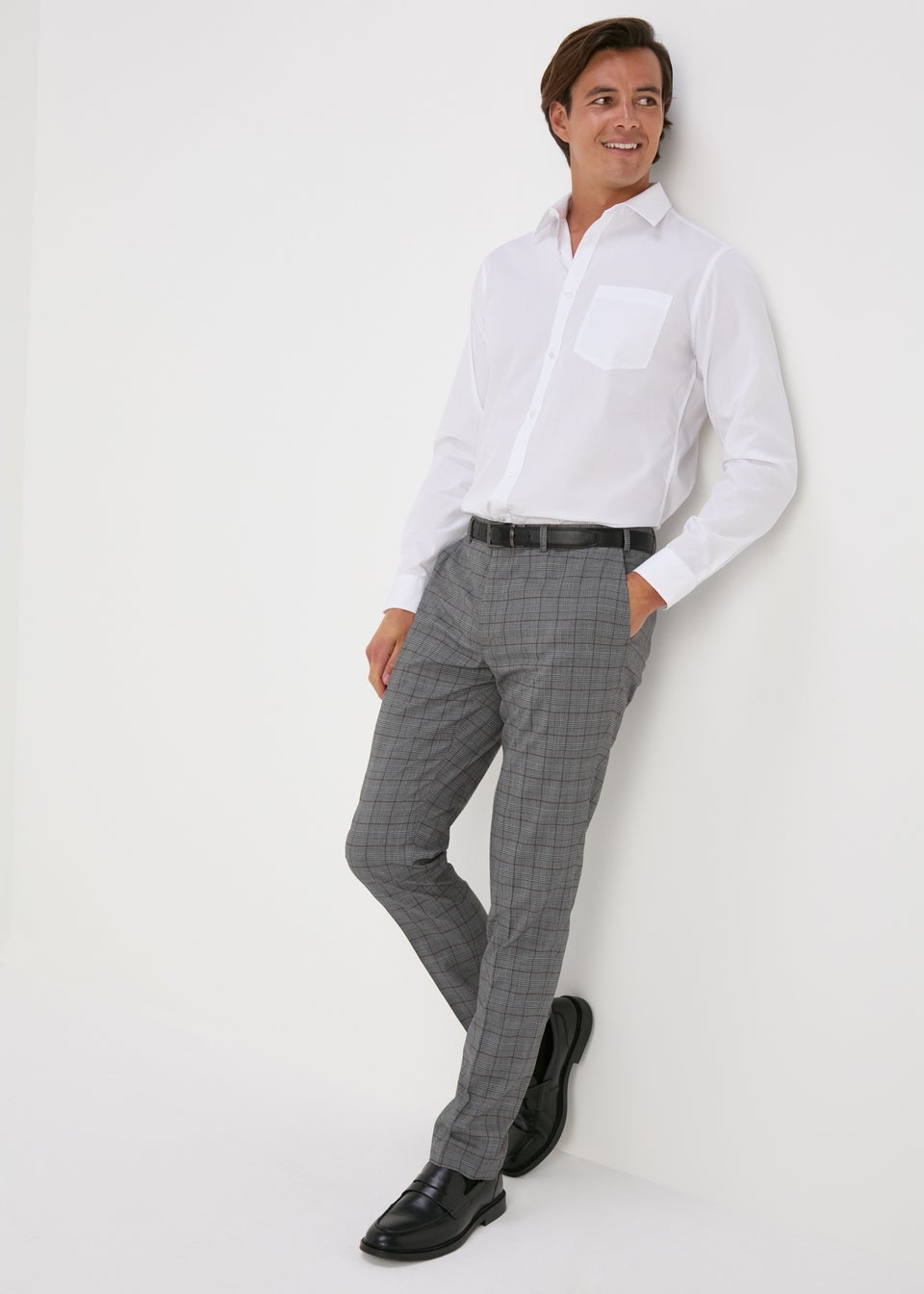Taylor & Wright Grey Nelson Checked Tailored Fit Trousers
