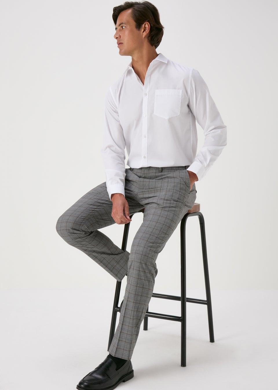 Taylor & Wright Grey Nelson Checked Tailored Fit Trousers