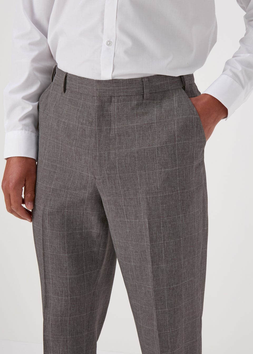Taylor & Wright Grey Window Pane Flexiwaist Trousers