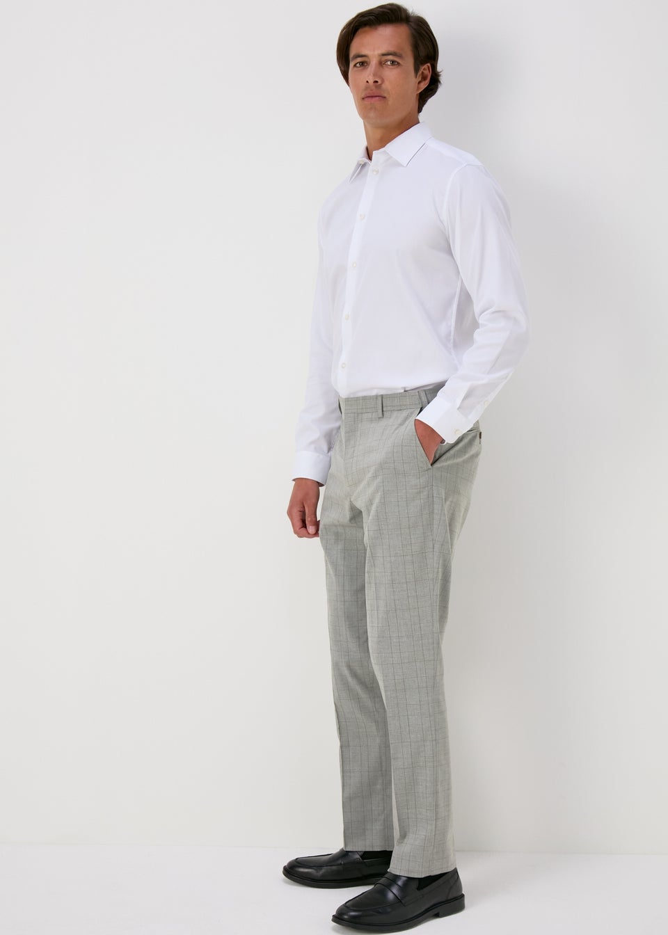 Taylor & Wright Grey Flexi Waist Check Design Trousers