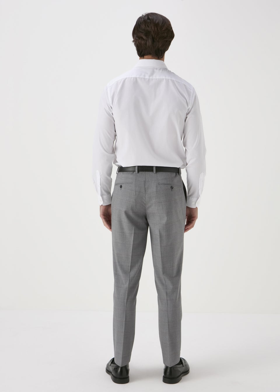 Taylor & Wright Grey Caramel Check Slim Fit Formal Trousers