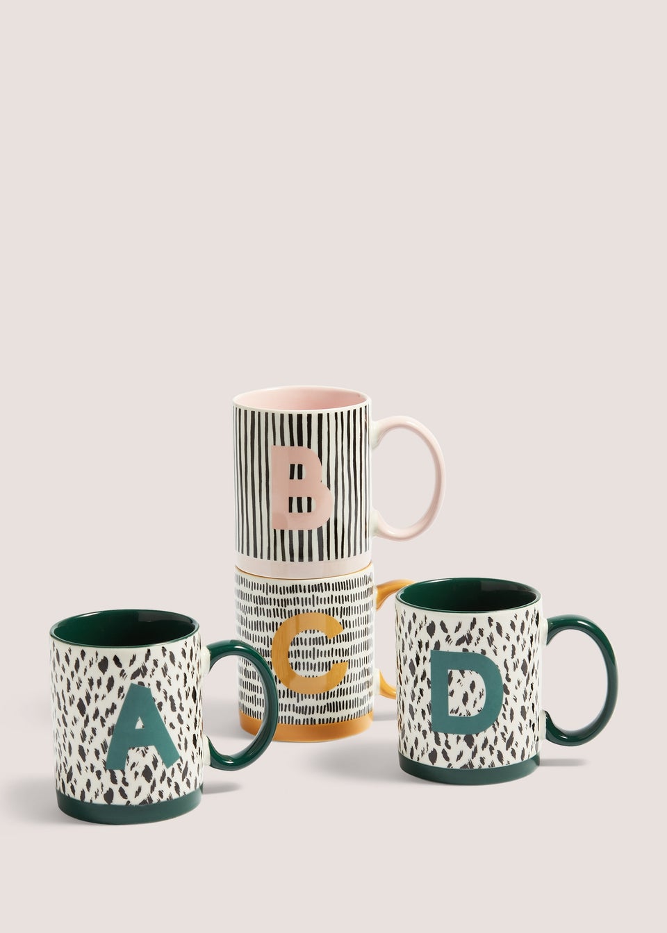 Multicoloured Letter Mugs (8cm x 9.5cm)