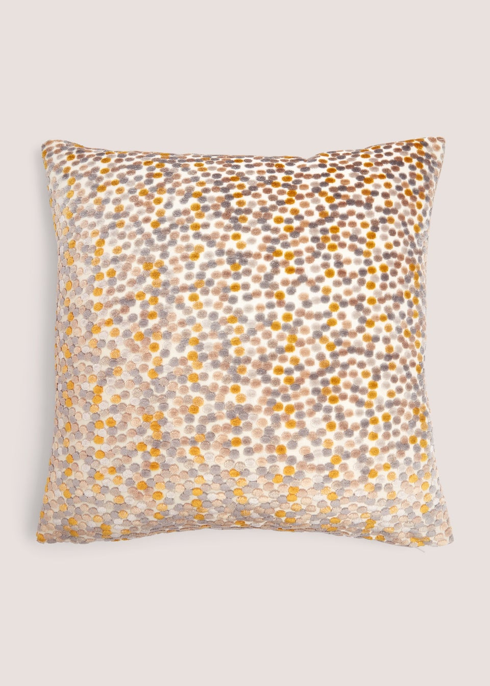 Yellow Velvet Polka Dot Cushion (43cm x 43cm)
