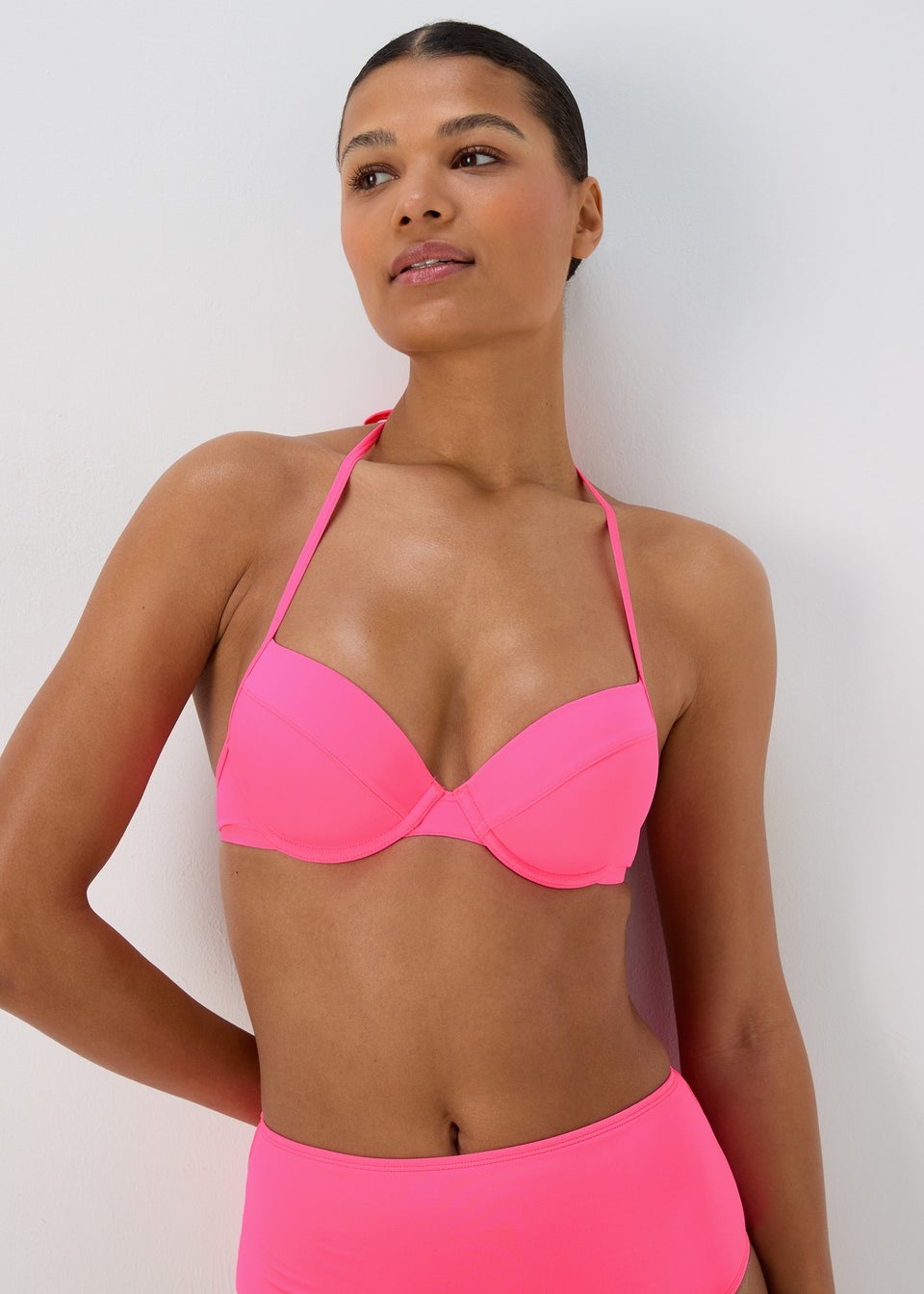 Swim Pink Plain Cupped Bikini Top