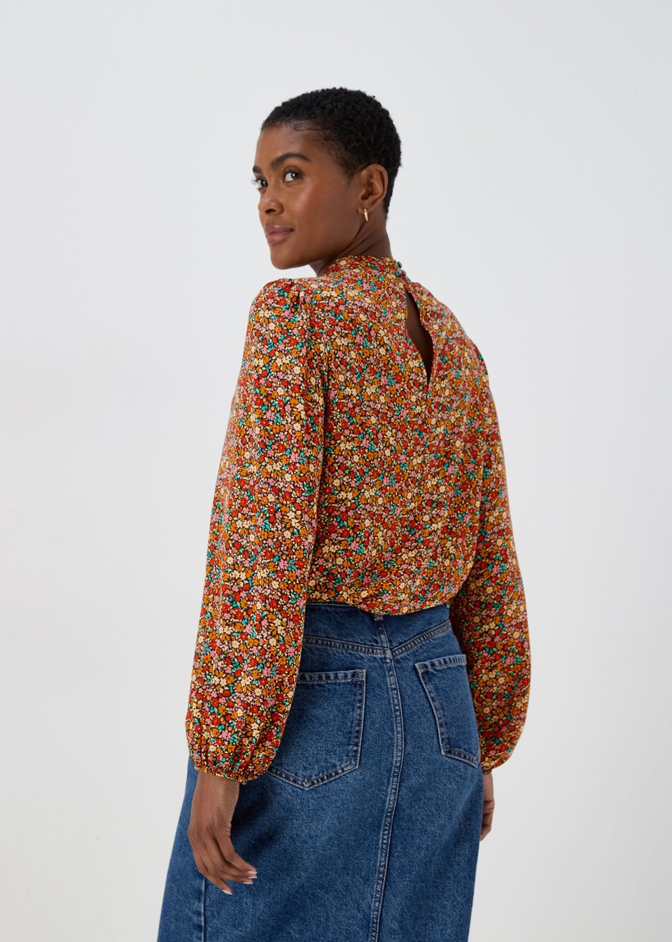 Multicoloured Ditsy High Neck Blouse - Matalan