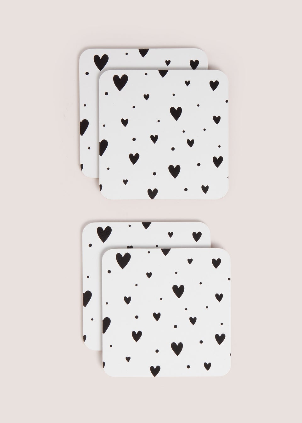 4 Pack White Heart Cork Coasters (10.5 x 10.5cm)