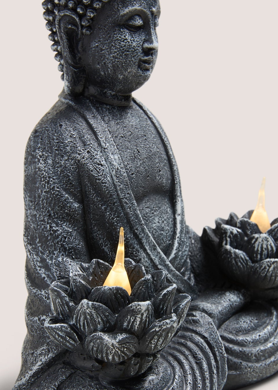 Outdoor Grey Buddha Solar Ornament (25cm x 14cm x 30cm)
