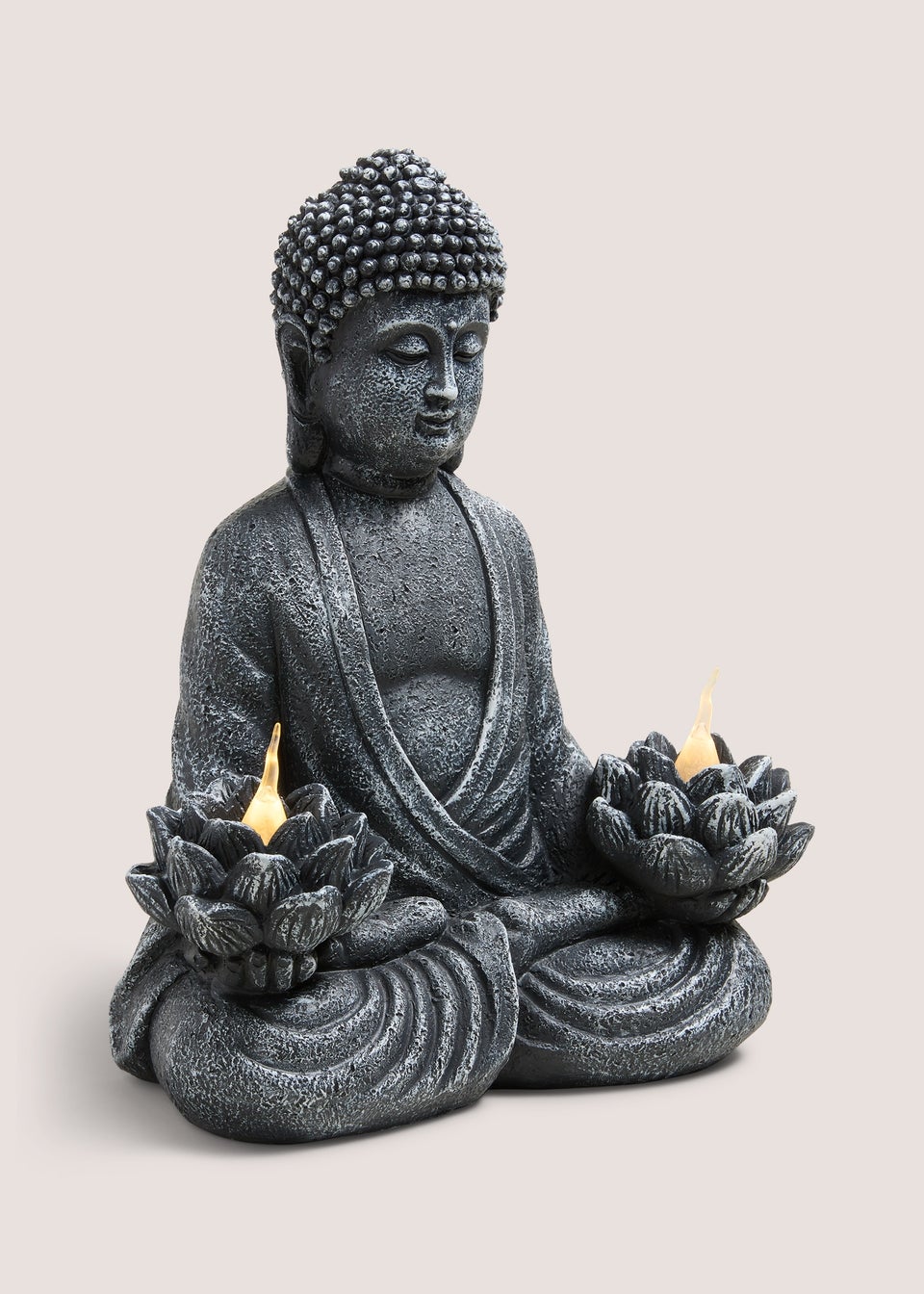 Outdoor Grey Buddha Solar Ornament (25cm x 14cm x 30cm)