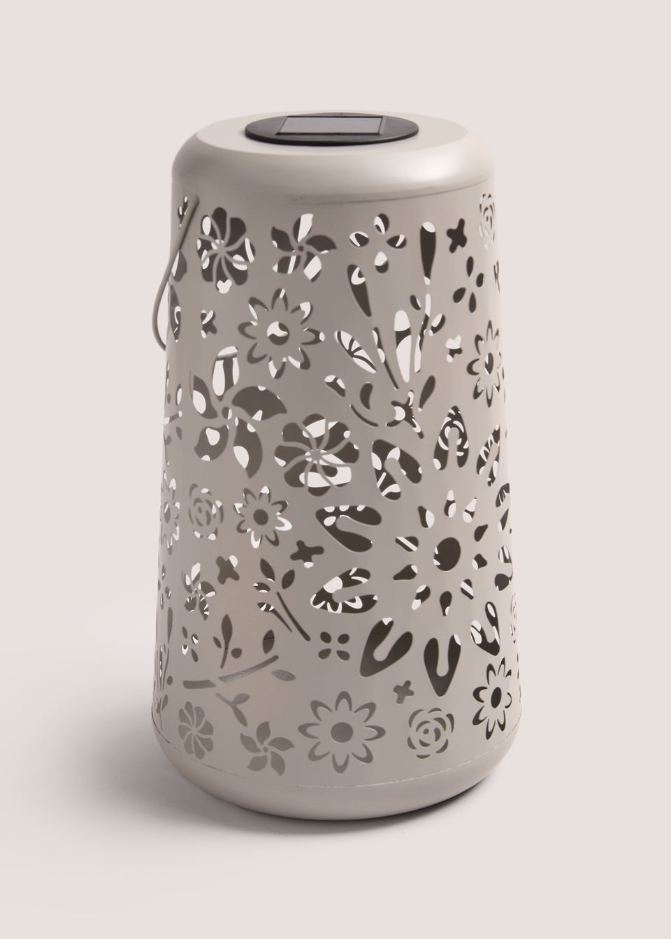 Cream Floral Design Metal Solar Lantern