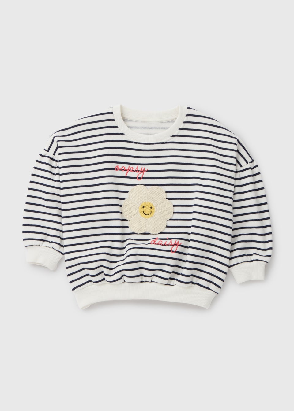 Cream Oopsy Daisy Stripe Sweatshirt (1-7yrs)