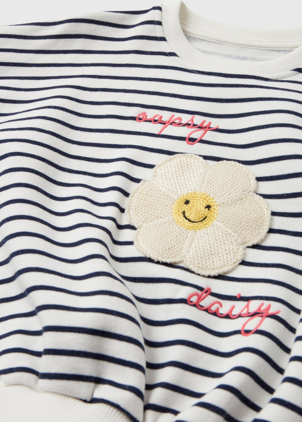 Cream Oopsy Daisy Stripe Sweatshirt (1-7yrs)