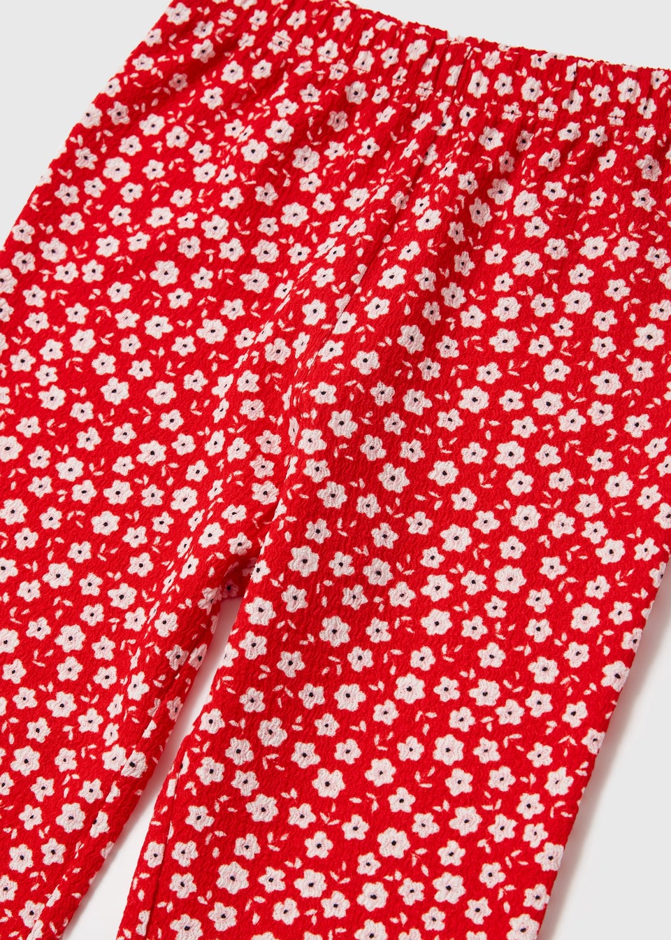 Girls Red Floral Crinkle Flare Leggings (1-7yrs)
