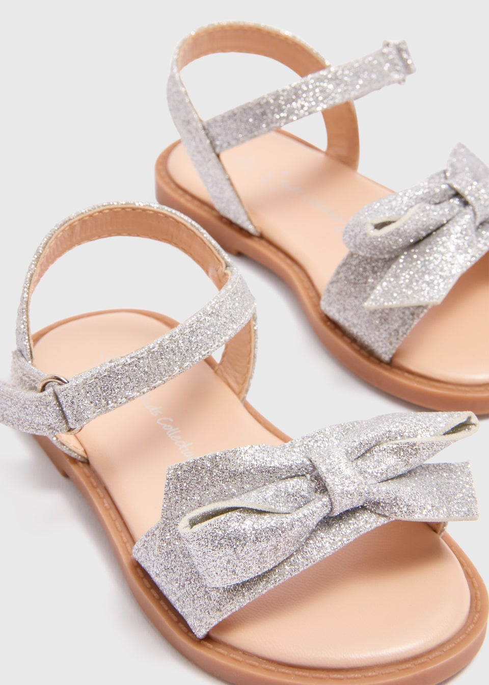 Girls Silver Glitter Bow Occasion Sandals (Younger 4-12)