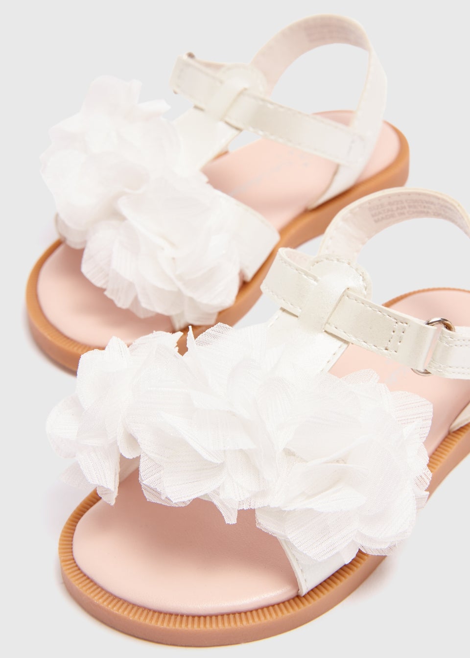 Girls White Corsage Occasion Sandals (Younger 4-12)