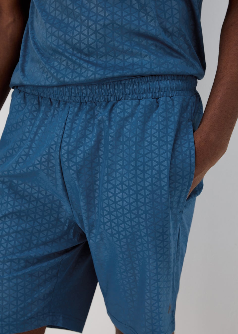 Souluxe Blue Embossed Print Shorts