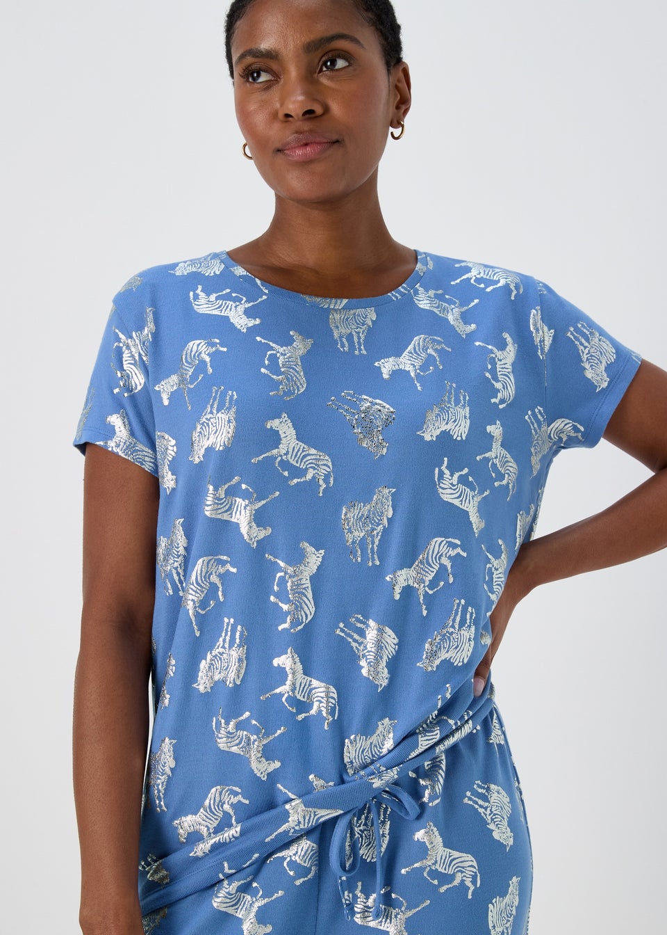 Blue Foil Animal Print Pyjama Set