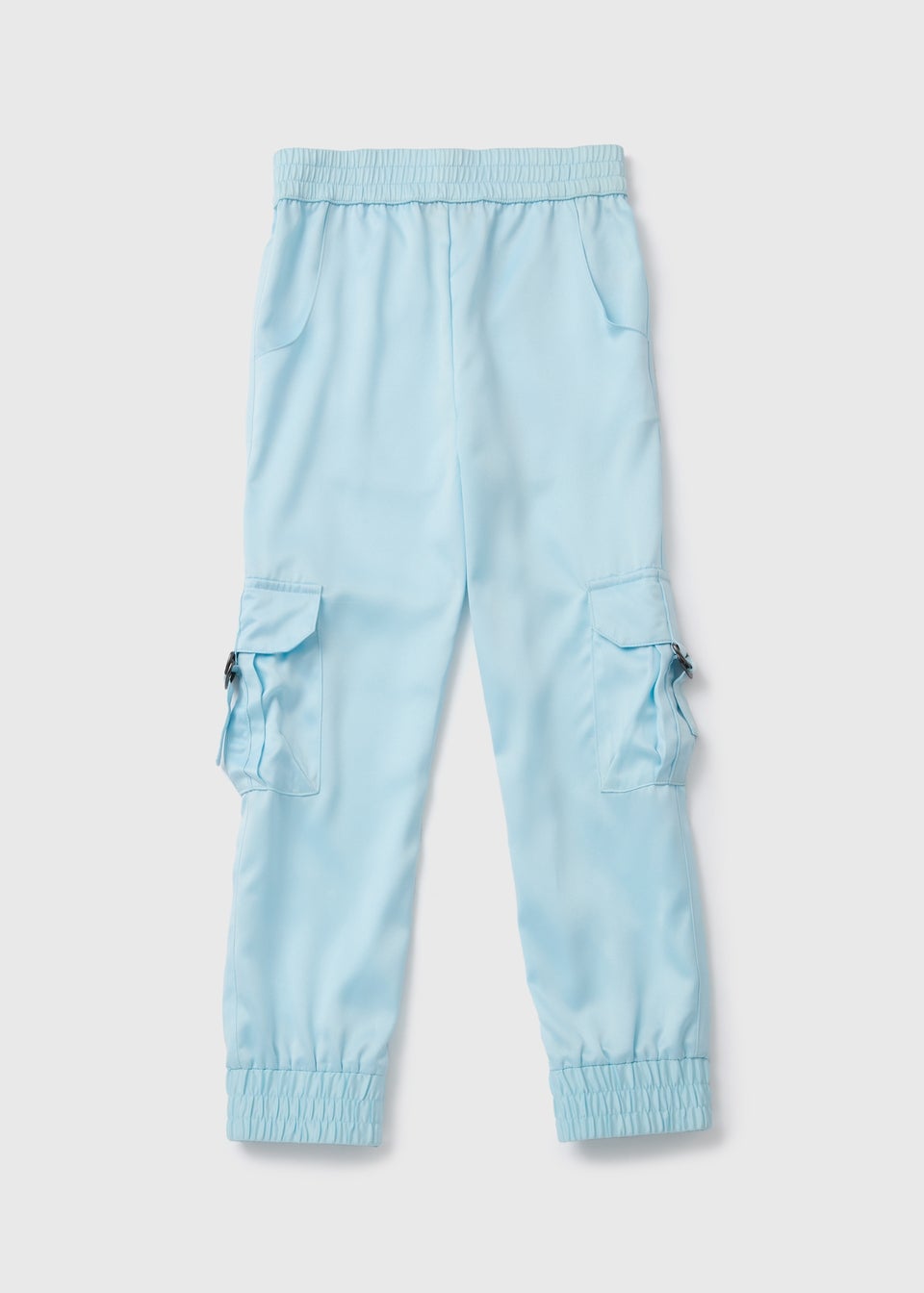 Girls Blue Satin Cargo Trousers (7-15yrs)