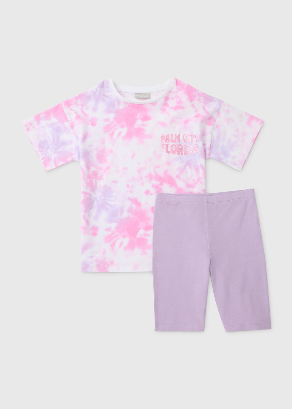 Girls Lilac Oversized T-Shirt & Cycling Shorts Set (7-13yrs)