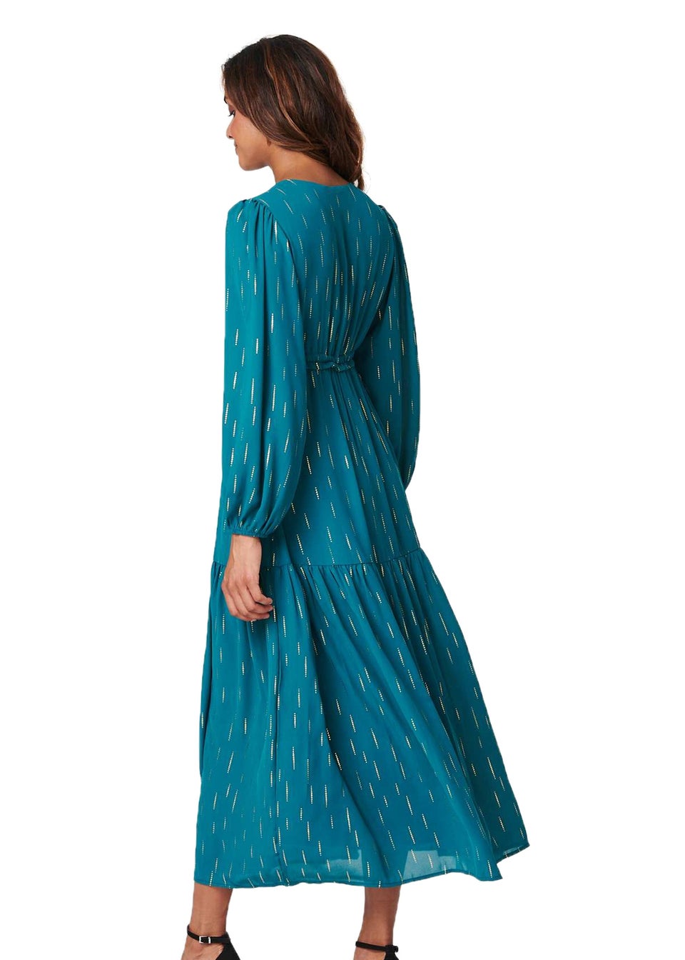 Izabel London Teal Printed Drop Waist Maxi Dress