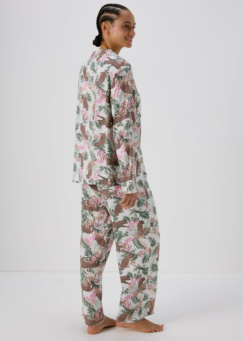 Green Animal Print Viscose Pyjama Set