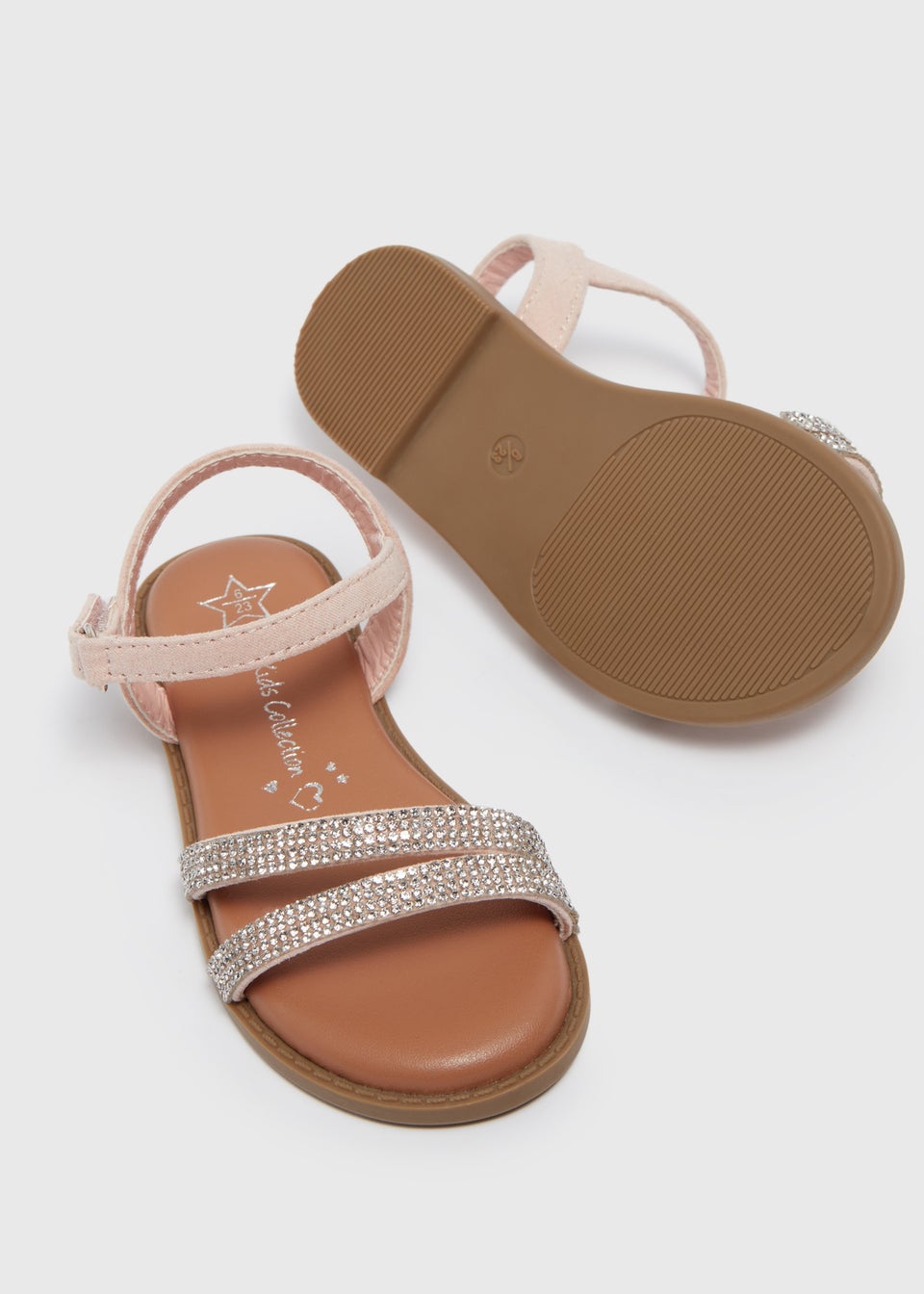 Girls Pink Diamante Sandals (Younger 4-9)