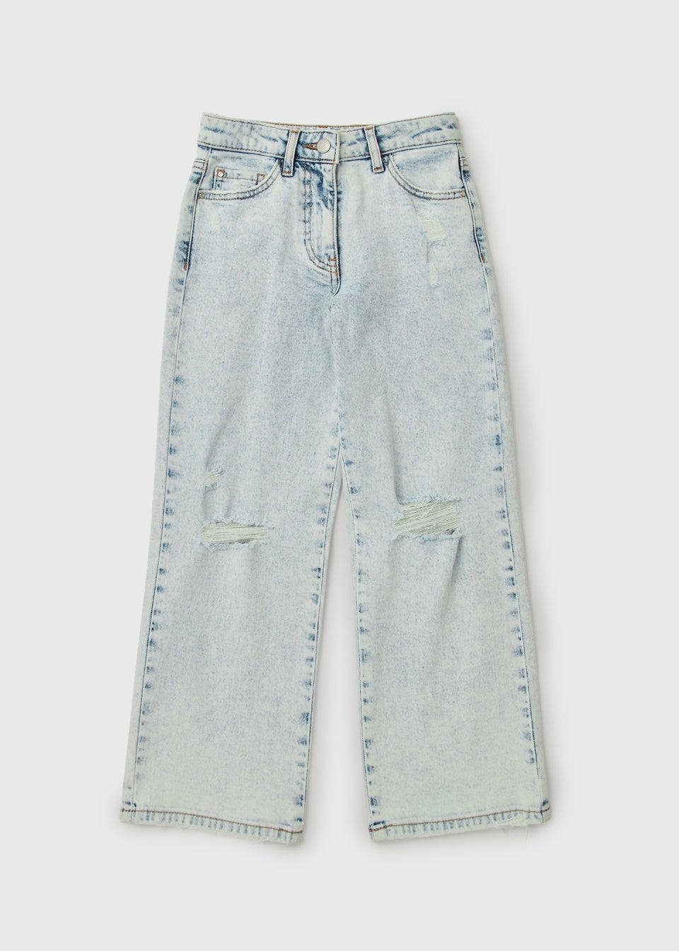 Girls Blue Wide Leg Ripped Jeans (7-15yrs)