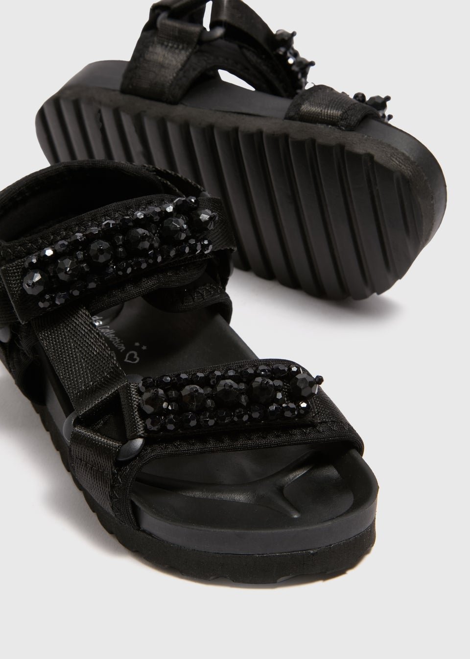 Girls Black Embellished Trekker Sandals (Younger 10-Older 5)