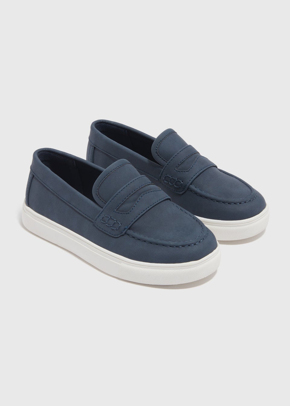Boys Navy PU Loafers (Younger 10-Older 6)