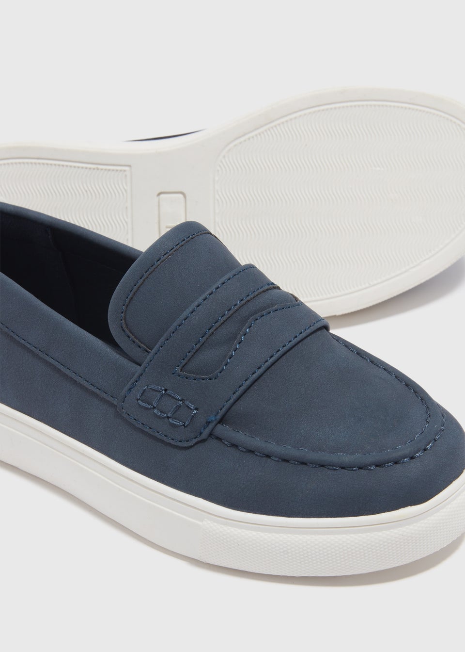 Boys Navy PU Loafers (Younger 10-Older 6)
