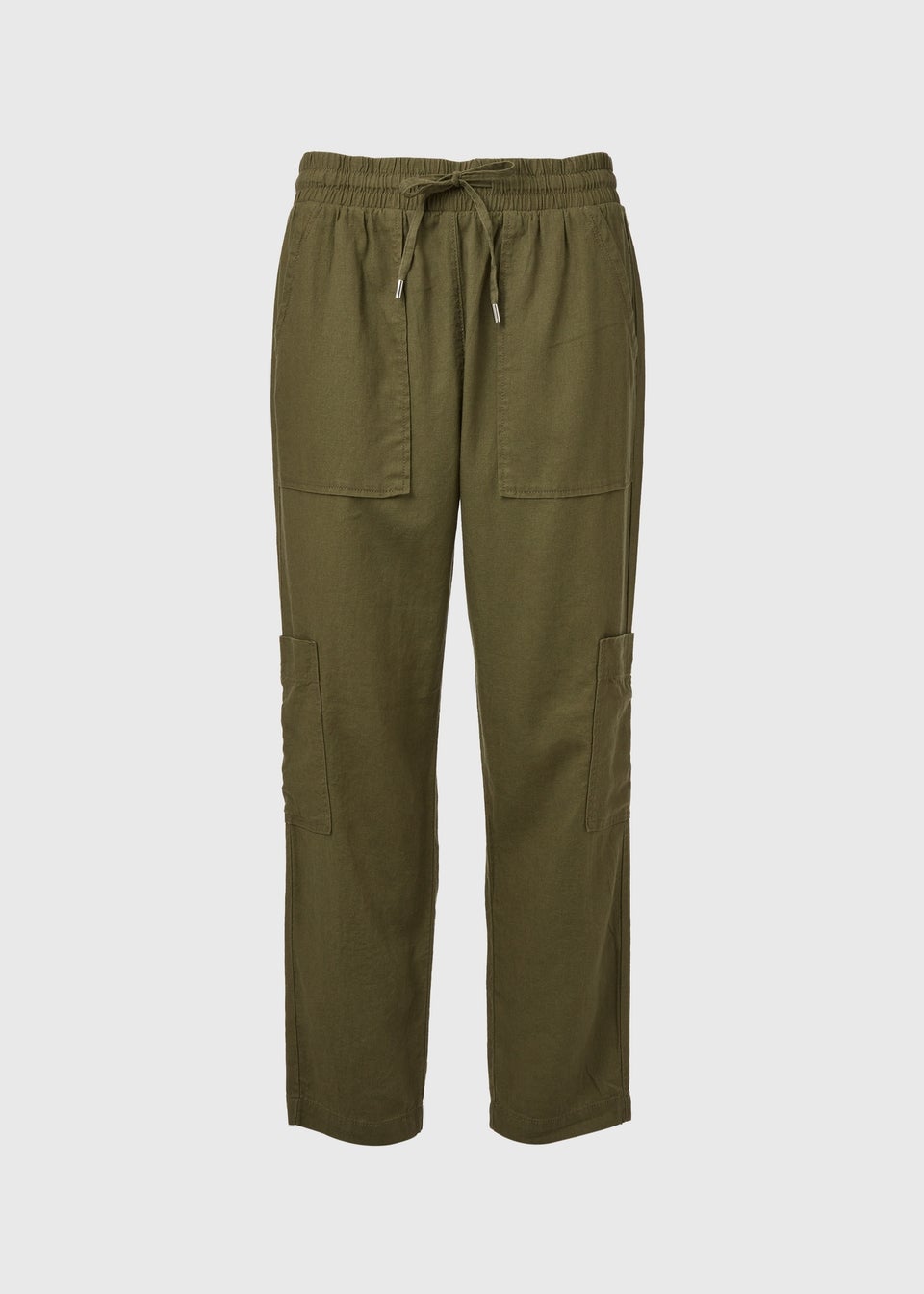 Khaki Linen Cargo Trousers
