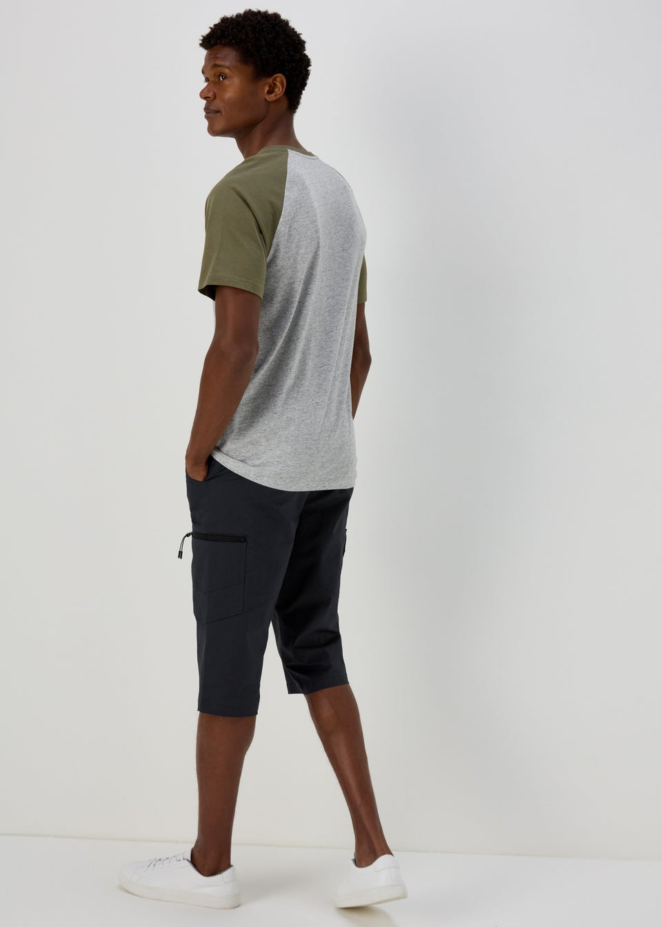 Navy 3/4 Belted Cargo Shorts