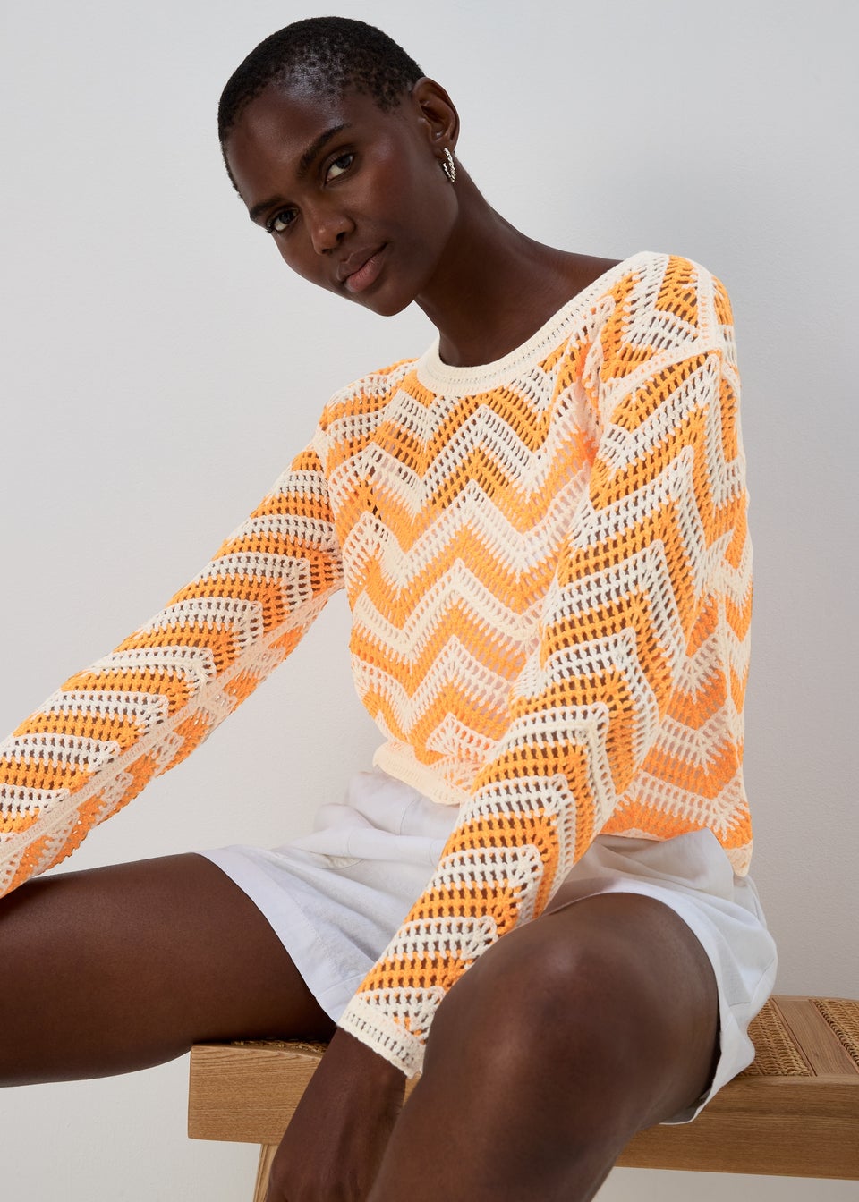 Orange Zigzag Crochet Jumper