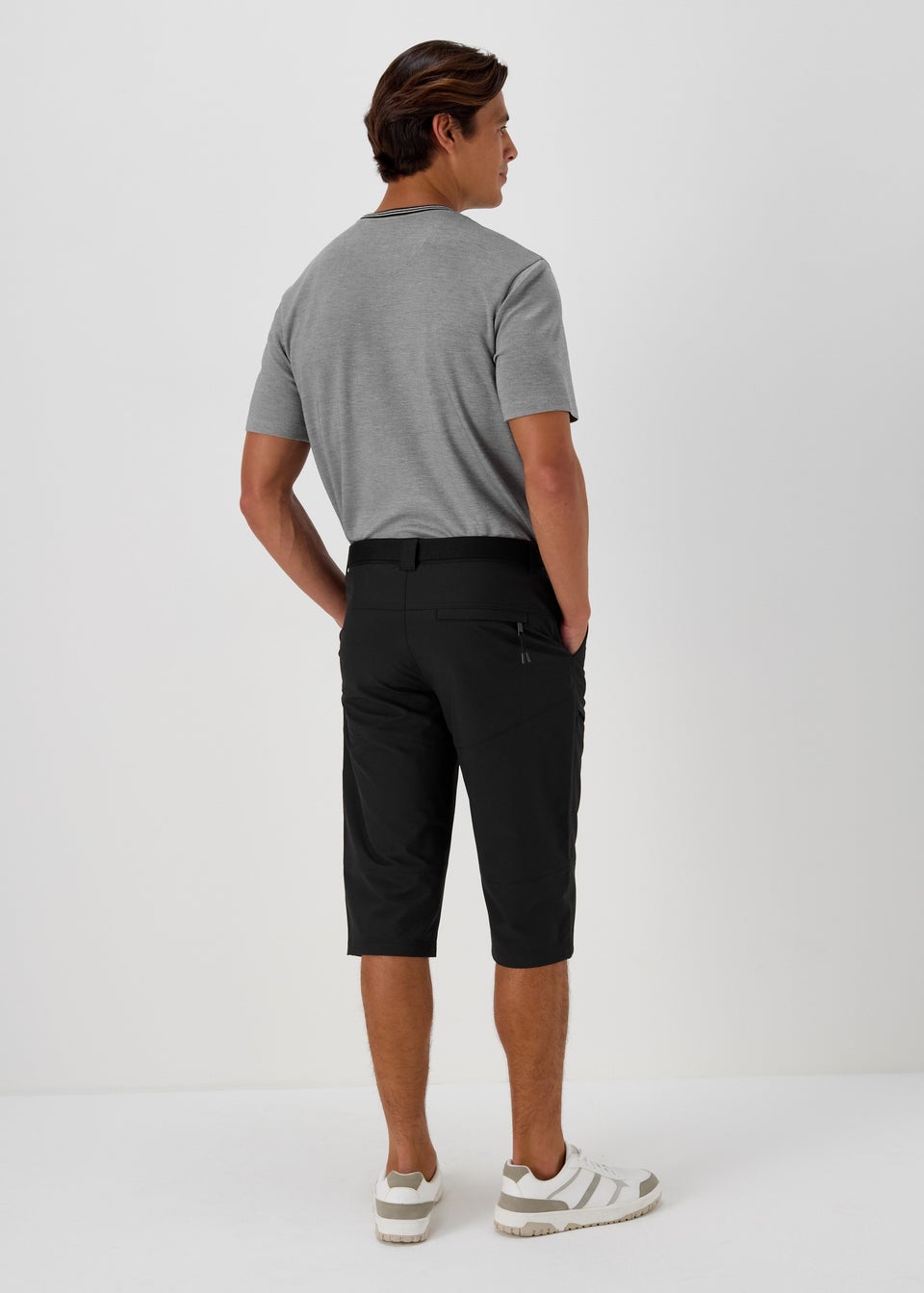 Black 3/4 Belted Cargo Shorts