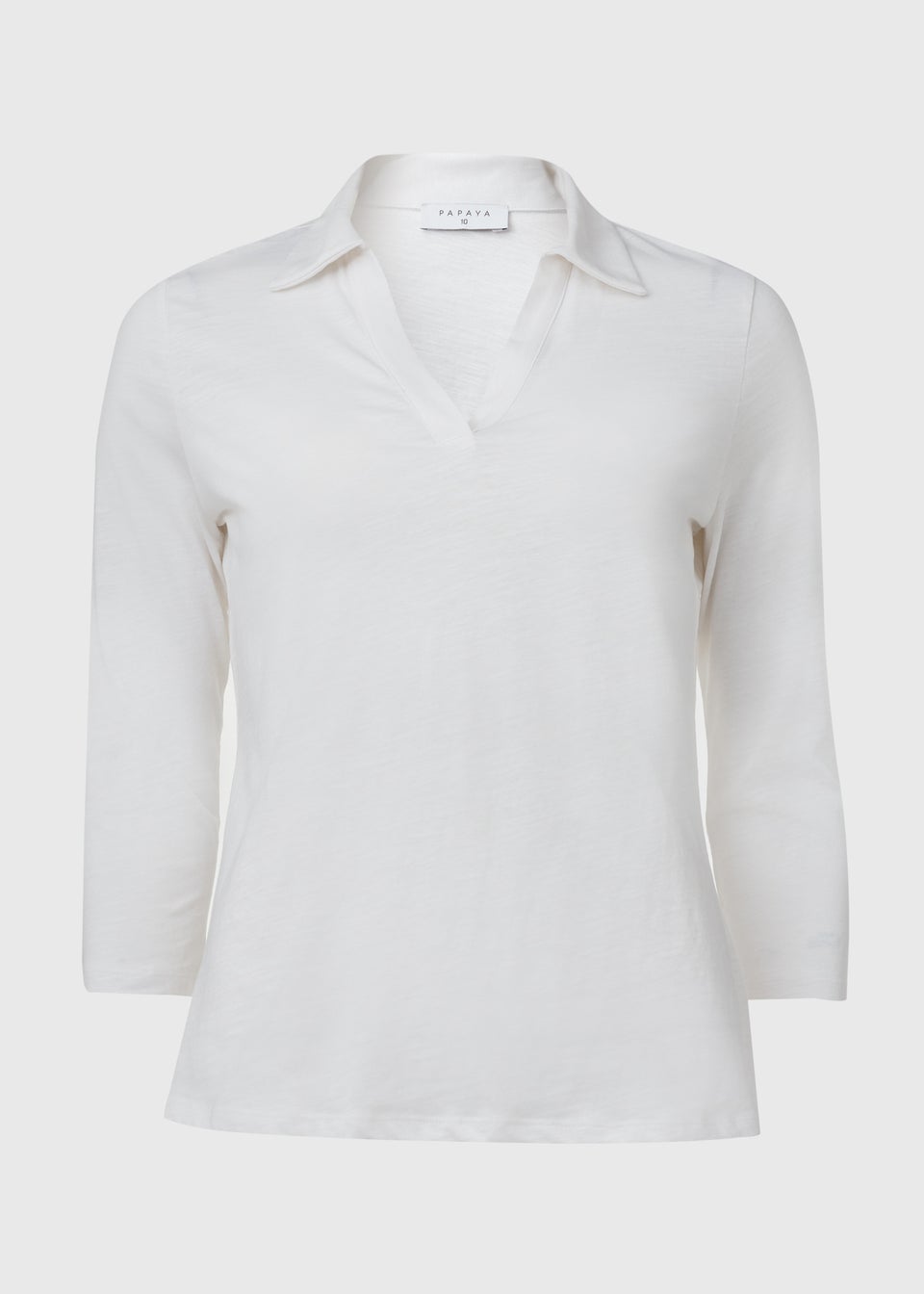 Papaya White 3 4 Sleeve Polo Top Matalan