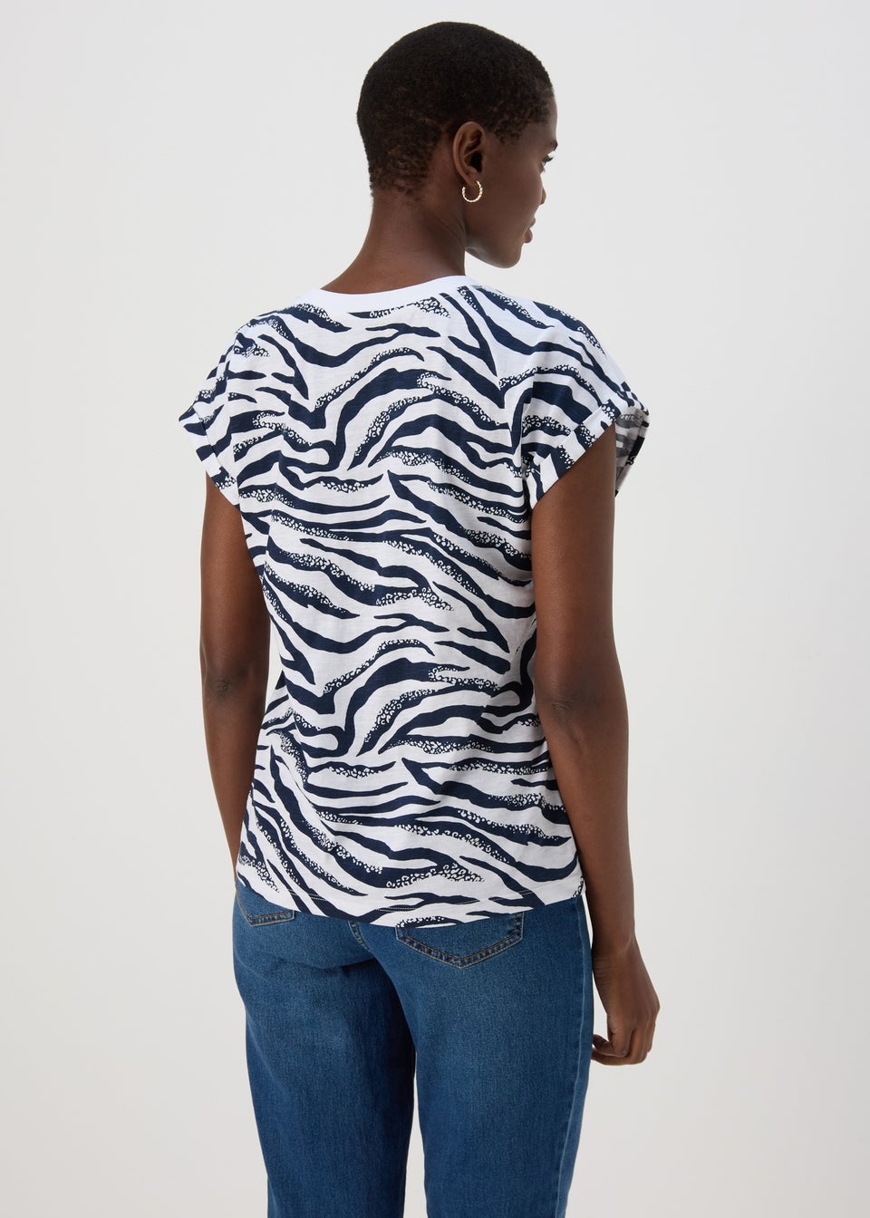 Navy & White Zebra Print Relaxed T-Shirt
